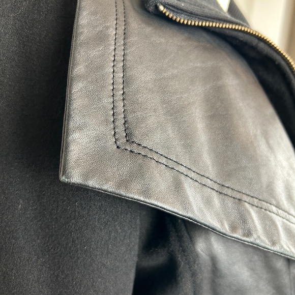 Leather and wool blend coat - Picture 5 of 12